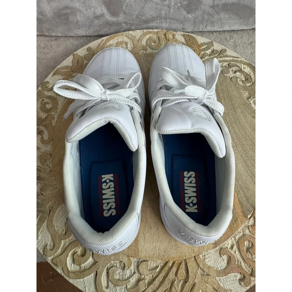 K Swiss Classic‎ White Leather Lace Up Low Top Men's Sneakers Shoes Size 10